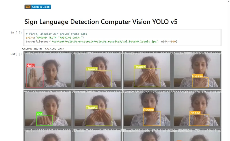 Sign Language Detection (YOLO-v5)